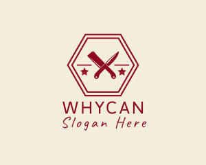 Butcher Knife Hexagon Logo