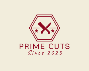 Butcher - Butcher Knife Hexagon logo design