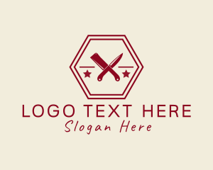 Butcher Knife Hexagon Logo