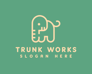 Trunk - Cute Letter P Elephant logo design
