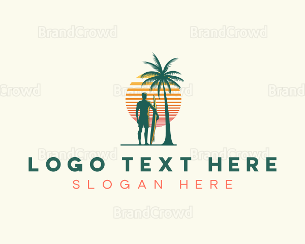 Palm Tree Surfer Logo