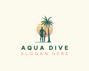 Palm Tree Surfer logo design