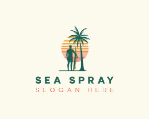 Palm Tree Surfer logo design