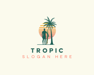 Palm Tree Surfer logo design