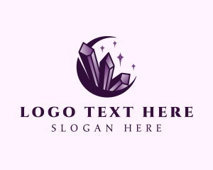 Sparkling - Crescent Moon Gem logo design