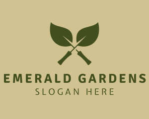 Green Leaves Trowel logo design