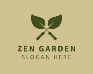 Green Leaves Trowel logo design