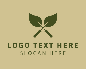 Leaf - Green Leaves Trowel logo design