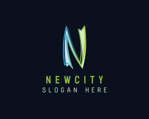 Modern Digital Letter N logo design