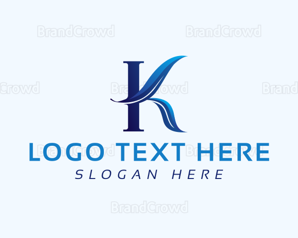 Quill Feather Letter K Logo