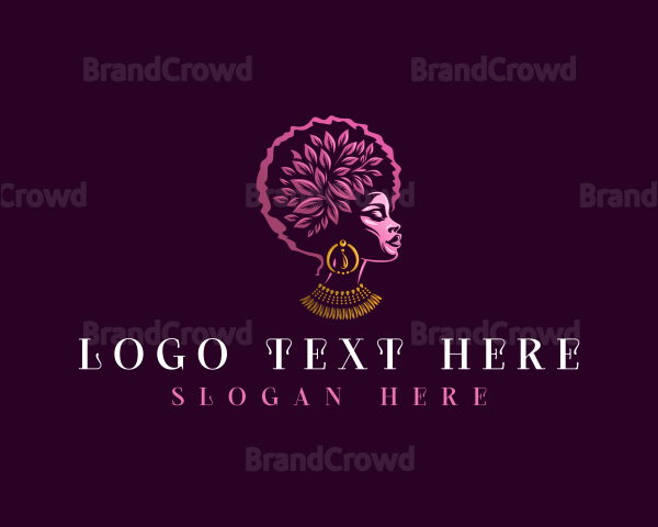 Afro Hair Jewelry Lady Logo