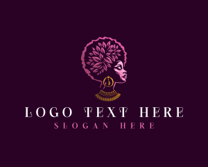 Mascot - Afro Hair Jewelry Lady logo design