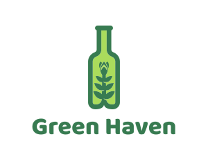 Green Plant Bottle logo design