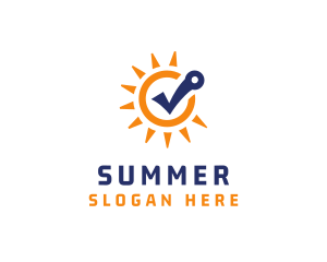 Summer Sun Checkmark logo design