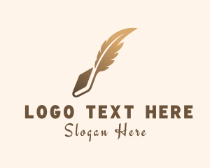 Bronze - Book Writing Feather logo design