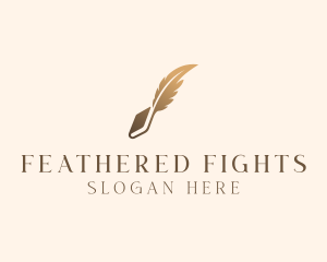 Book Writing Ink Feather logo design