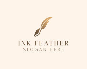 Book Writing Ink Feather logo design