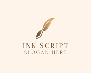 Book Writing Ink Feather logo design