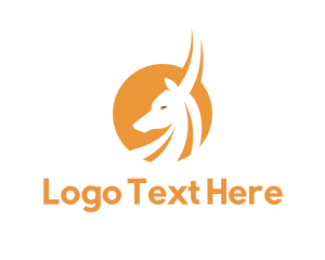 Elk - Orange Wild Antelope logo design