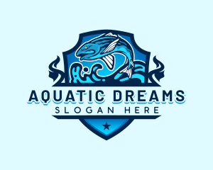 Aquatic Sea Fishing  logo design