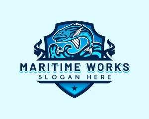 Aquatic Sea Fishing  logo design