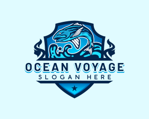 Aquatic Sea Fishing  logo design