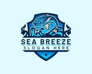 Aquatic Sea Fishing  logo design
