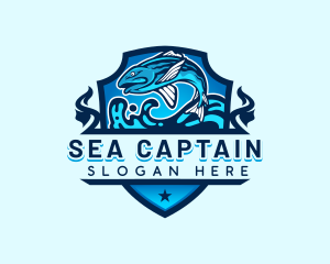 Aquatic Sea Fishing  logo design