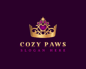 Pet Paw Crown logo design