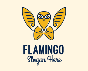Flying - Gold Flying Owl logo design