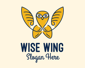 Gold Flying Owl logo design