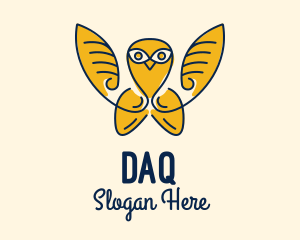 Owl - Gold Flying Owl logo design