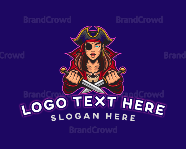 Woman Pirate Captain Gaming Logo