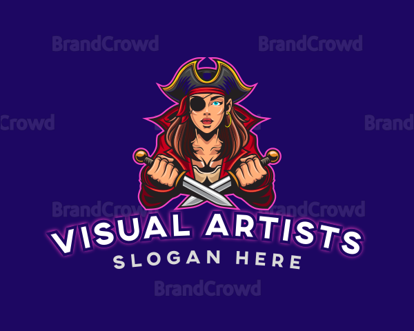 Woman Pirate Captain Gaming Logo