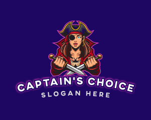 Captain - Woman Pirate Captain Gaming logo design