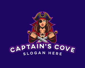 Captain - Woman Pirate Captain Gaming logo design