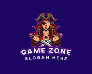 Woman Pirate Captain Gaming logo design