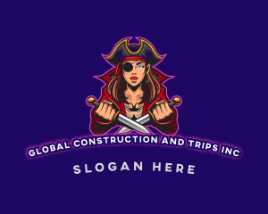 Gaming - Woman Pirate Captain Gaming logo design