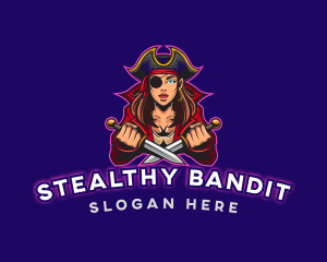 Woman Pirate Captain Gaming logo design