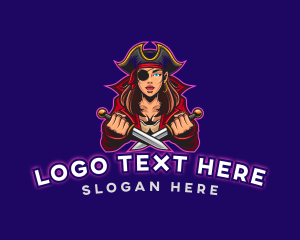 Pirate - Woman Pirate Captain Gaming logo design