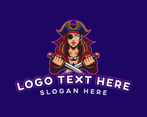 Woman Pirate Captain Gaming Logo