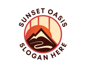 Eco Sunset Mountain logo design