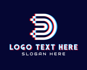 Telecom - Glitchy Letter D Startup Business logo design