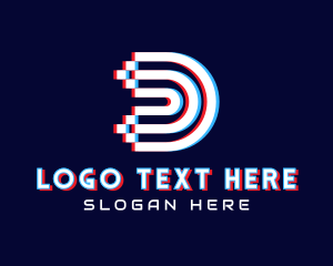 Network - Glitchy Letter D Startup Business logo design