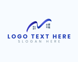 Window - House Roofing Swoosh logo design