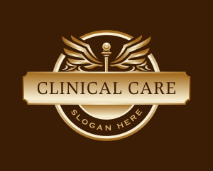 Medical Caduceus Wings Staff logo design