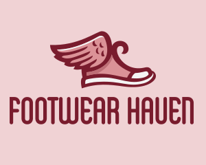 Red Sneaker Wings logo design