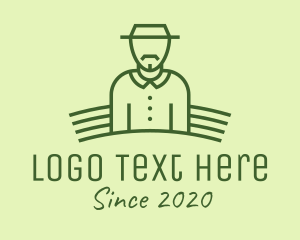 Old Man - Green Hat Farmer logo design
