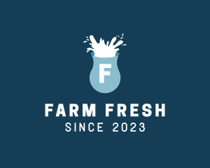 Fresh Milk Splash Drink logo design