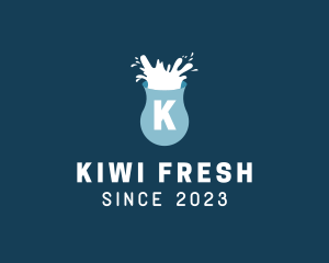 Fresh Milk Splash Drink logo design